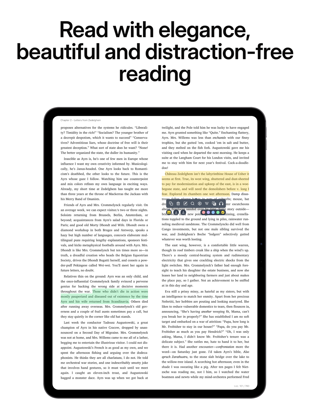 Readest 的 iPad 双栏分页阅读，页边距与栏距清晰